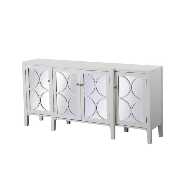 Tall Storage Cabinet with 8 Doors and 4 Shelves, White-ModernLuxe