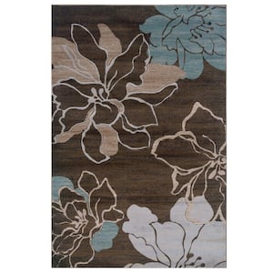 Milan Collection Brown and Turquoise 8 ft. x 10 ft. Indoor Area Rug