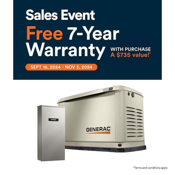 Generac 24,000 Watt  - Dual Fuel Air- Cooled Whole House Home Standby Generator, Smart Home Monitoring & 200-AMP Transfer Switch