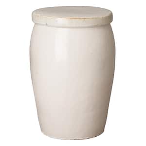 Drum Too Distressed White Ceramic Garden Stool