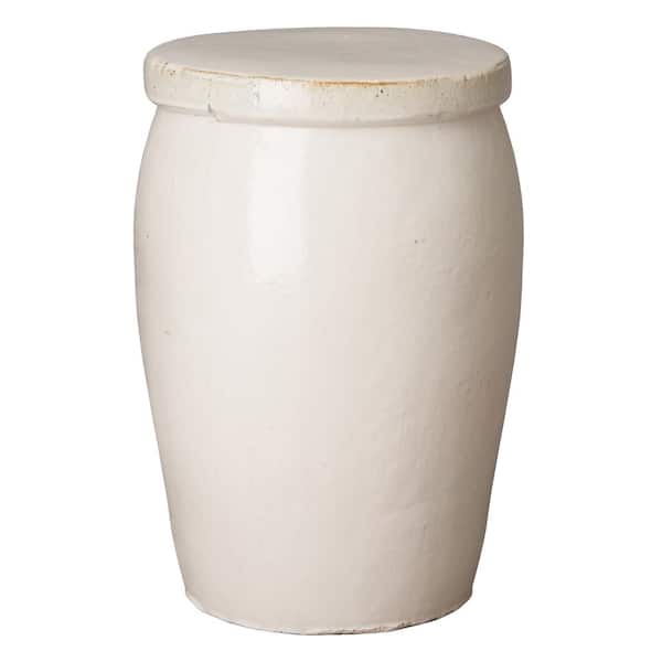 Emissary Drum Too Distressed White Ceramic Garden Stool