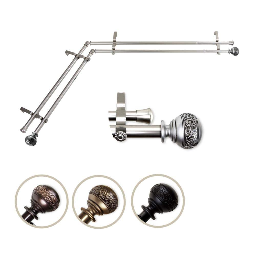 120 in. to 170 in. Adjustable 13/16 in. Corner Window Double Curtain Rod in