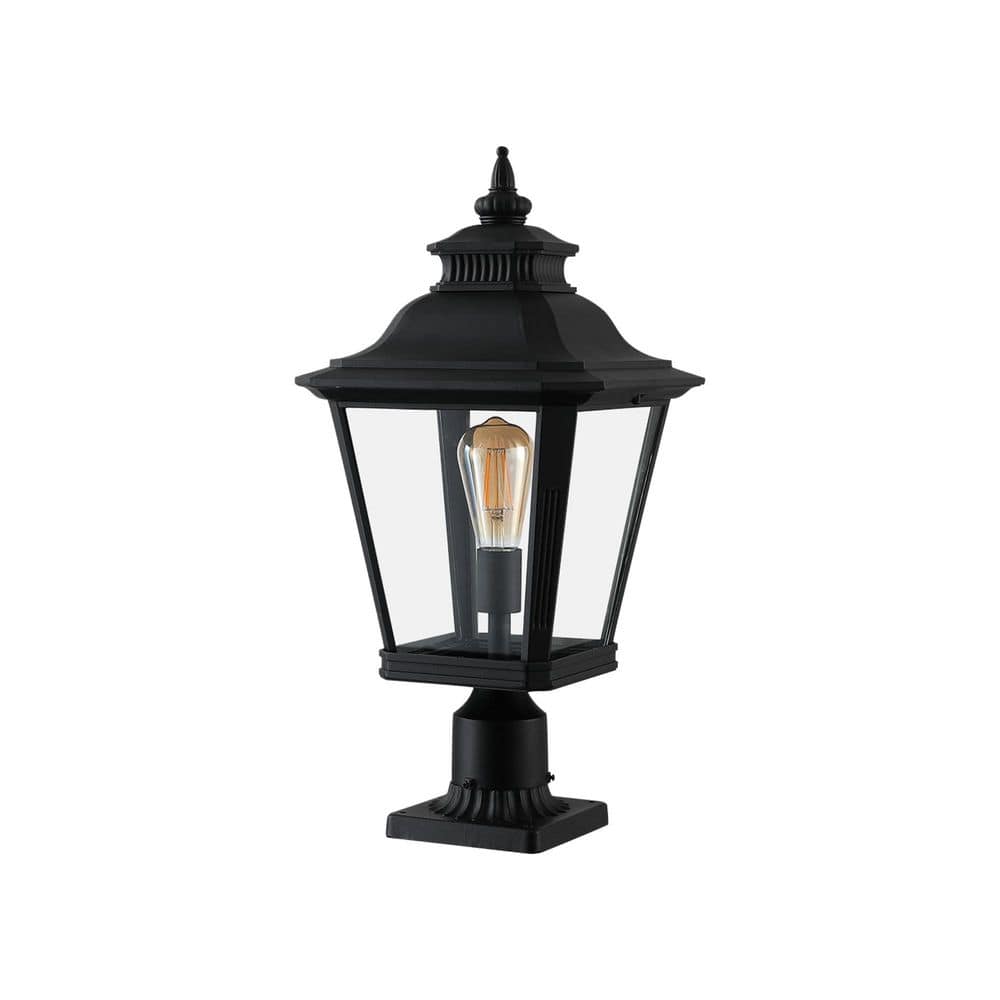 21 inch 1-Pack Black Metal Outdoor Post Lantern Light with Clear Glass Pillar Lamp for Garden, Gate, Driveway price history on PriceWatchPro