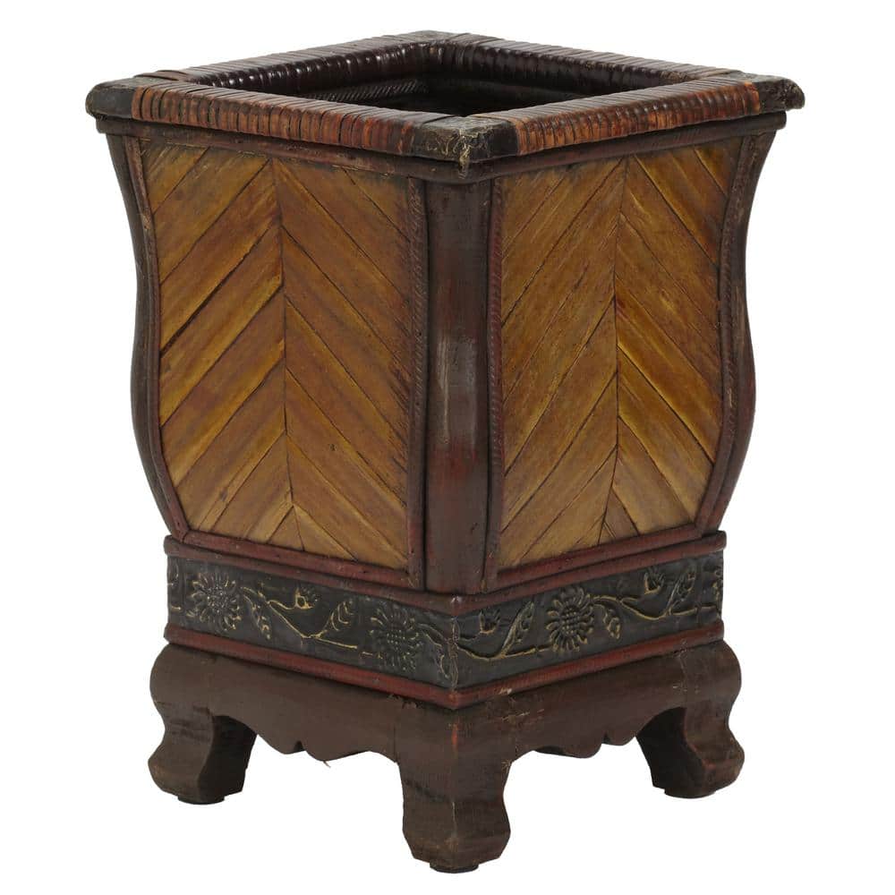 Vibrant Fusion Wood Planter Set, 18" with Vine Design
