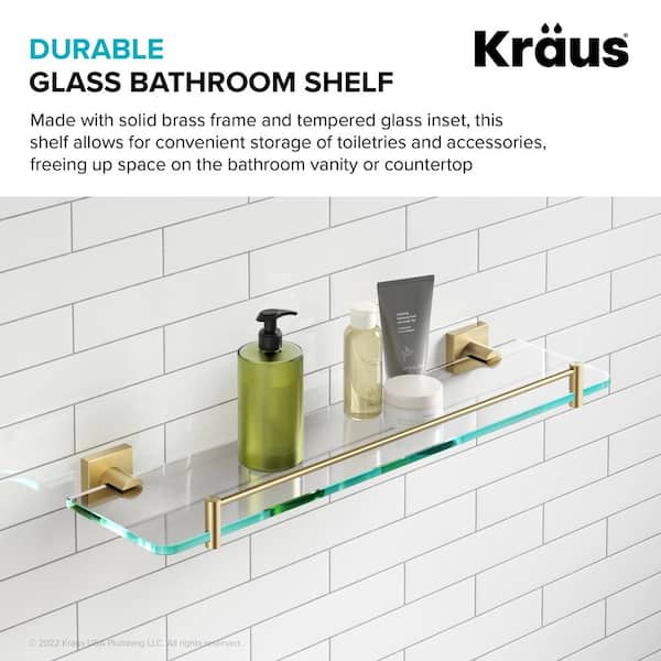 Bathroom Shelf in glass and brass - Pratica - ISA Project
