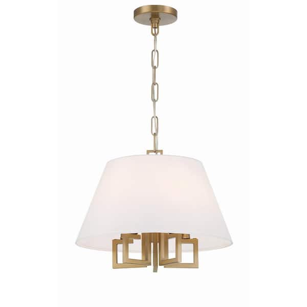 Crystorama Westwood 5-Light Vibrant Gold Chandelier with Silk Shade