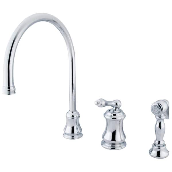 Kingston Brass Restoration Single-Handle Standard Kitchen Faucet with Side Sprayer in Polished Chrome