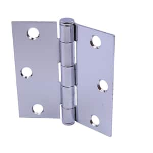 3 in. Square Radius Chrome Squeak-Free Door Hinge