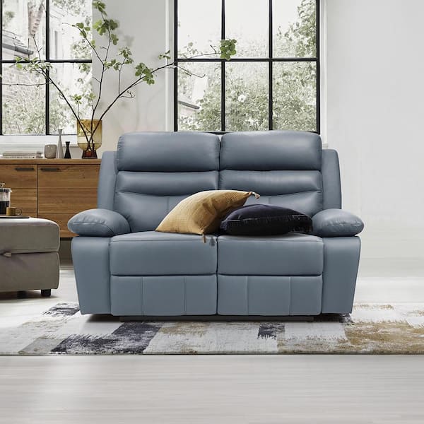 Lazzara Edelia 64 in. W Blue Leather 2-Seater Power Double