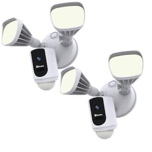 Outdoor Wi-Fi Camera with Motion Activated Floodlight, White (2-Pack)