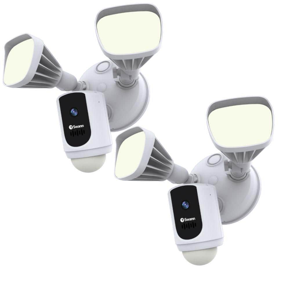 Swann Outdoor Wi-Fi Camera with Motion Activated Floodlight, White (2-Pack) -  SOWHDFLOCAMW2PK