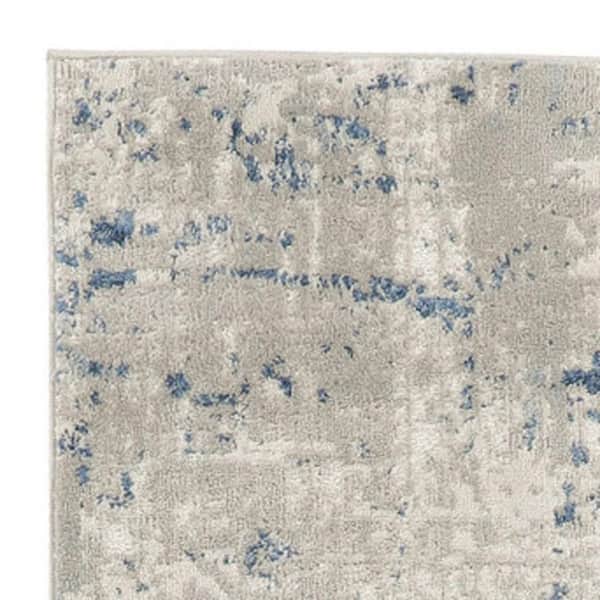 2 ft. x 6 ft. White Abstract Washable Area Rug