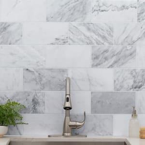 Greecian White 6 in. x 12 in. Polished Marble Floor and Wall Tile (5 sq. ft./Case)
