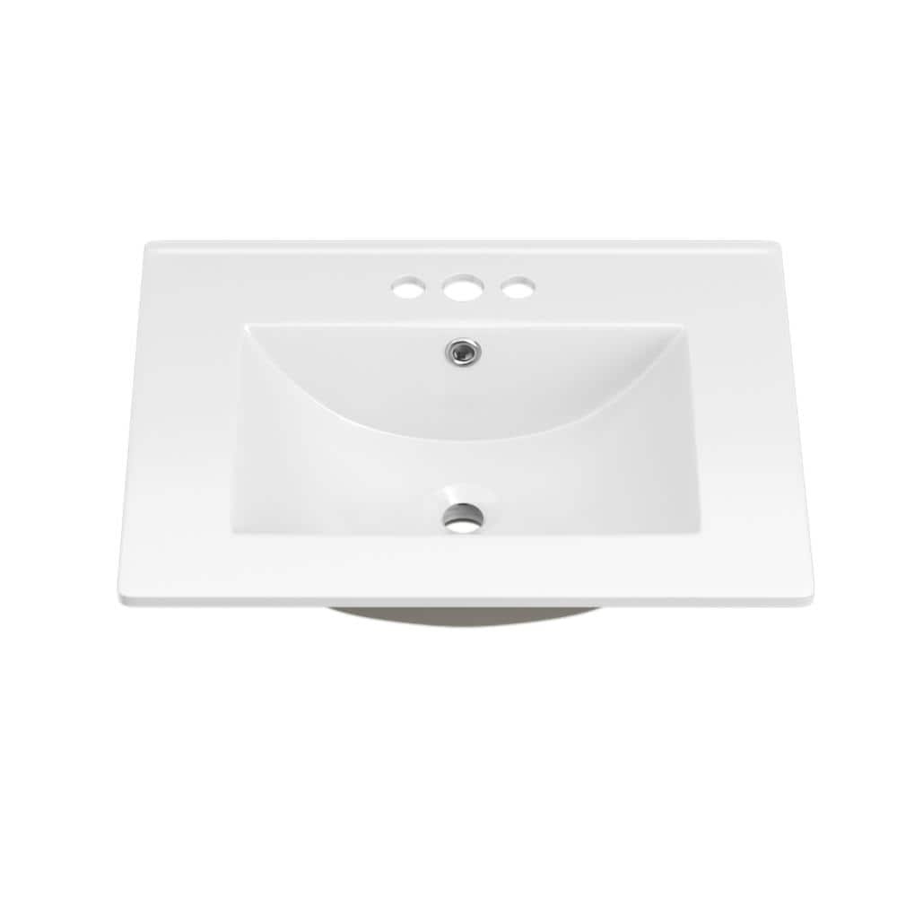 24 in. W x 18.25 in. D White Ceramic Rectangular Single Sink Basin Vanity Top with 3-Hole 4 in. Centerset price history on PriceWatchPro