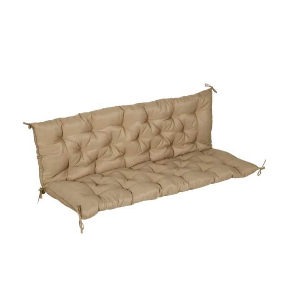 Replacement Rectangular Outdoor Tufted Bench Cushion, 59 in. Tie-On Patio Sofa Cushion with Backrest in Khaki price history on PriceWatchPro