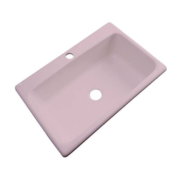 Thermocast Manhattan Drop-In Acrylic 33 in. 1-Hole Single Bowl Kitchen Sink in Wild Rose