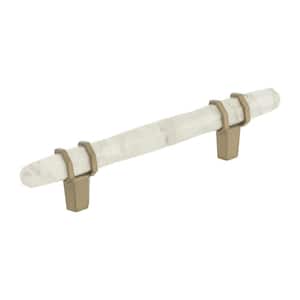 Carrione 3-3/4 in. (96 mm) Marble White/Golden Champagne Drawer Pull