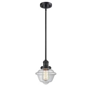 Oxford 1 Light Matte Black Schoolhouse Pendant Light with Clear Glass Shade