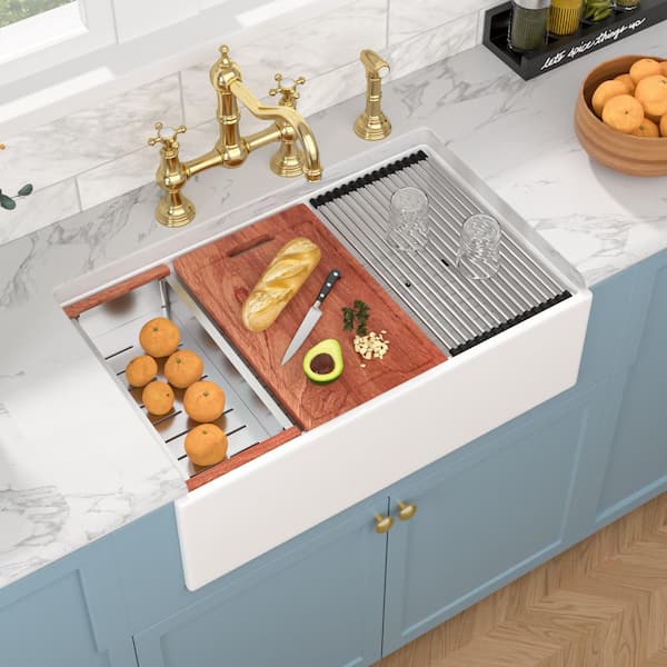 CK-001-33 33 in. Rectangular Farmhouse Apron Single Bowl
