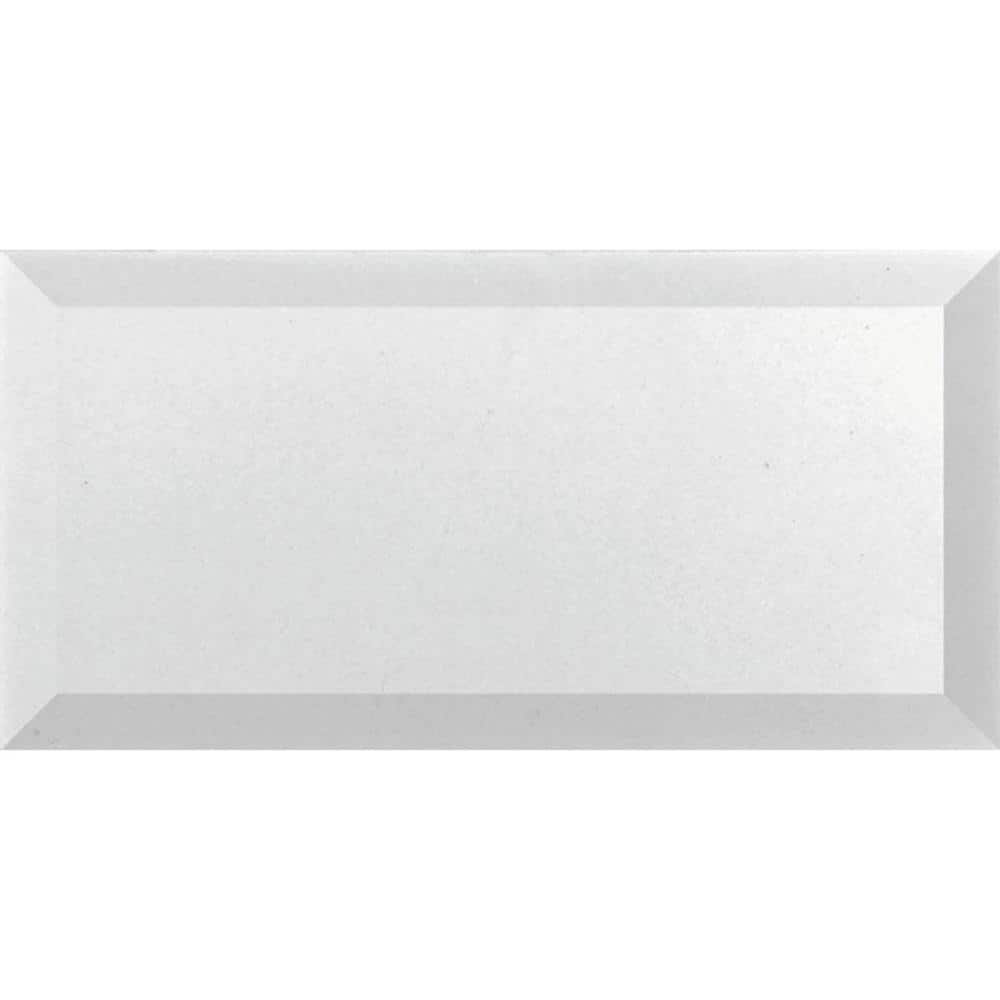 White 3 in. x 6 in. Beveled Polished Marble Subway Tile Sample (0.12 sq. ft./Piece) -  Apollo Tile, APLFTS8836BPSMP