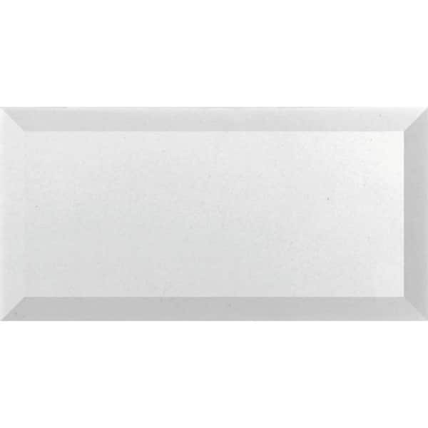 Apollo Tile White 3 in. x 6 in. Beveled Polished Marble Subway Tile Sample (0.12 sq. ft./Piece)