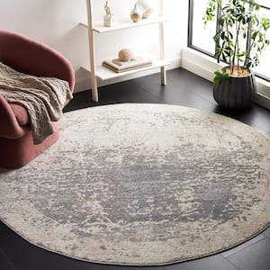 Amsterdam Beige/Gray 7 ft. x 7 ft. Distressed Round Area Rug