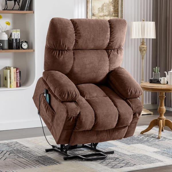 Z-joyee Brown Polyester Recliners Power Lift Recliner Chair Recliners for Elderly with USB