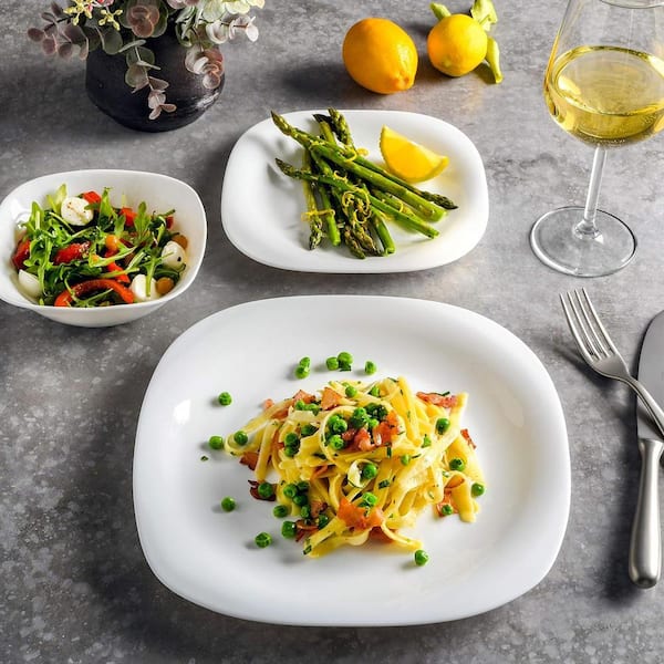 Gibson Ultra Piazza 12 Piece Tempered Opal Glass Dinnerware