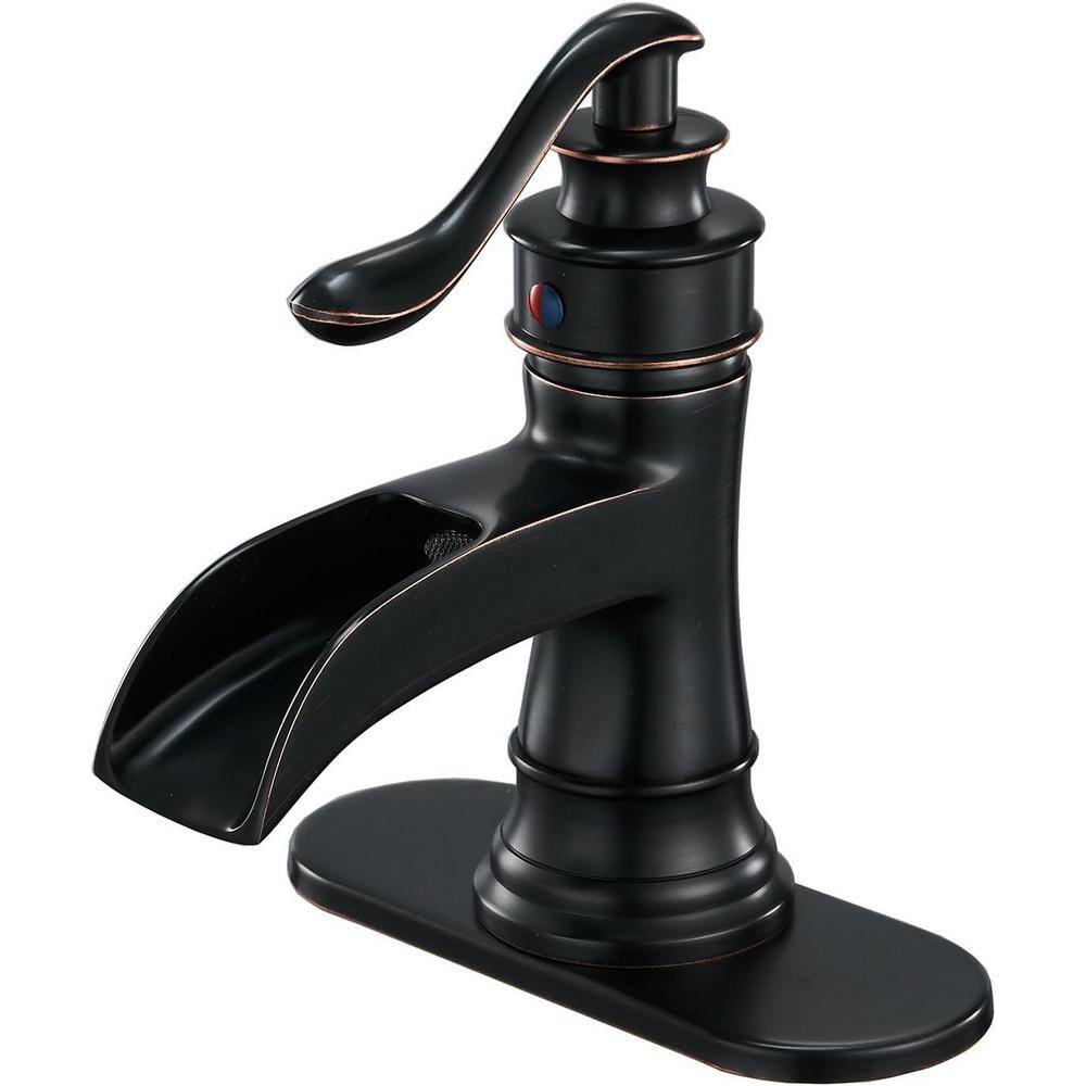 Oil Rubbed Bronze Single-Handle Waterfall Bathroom Faucet