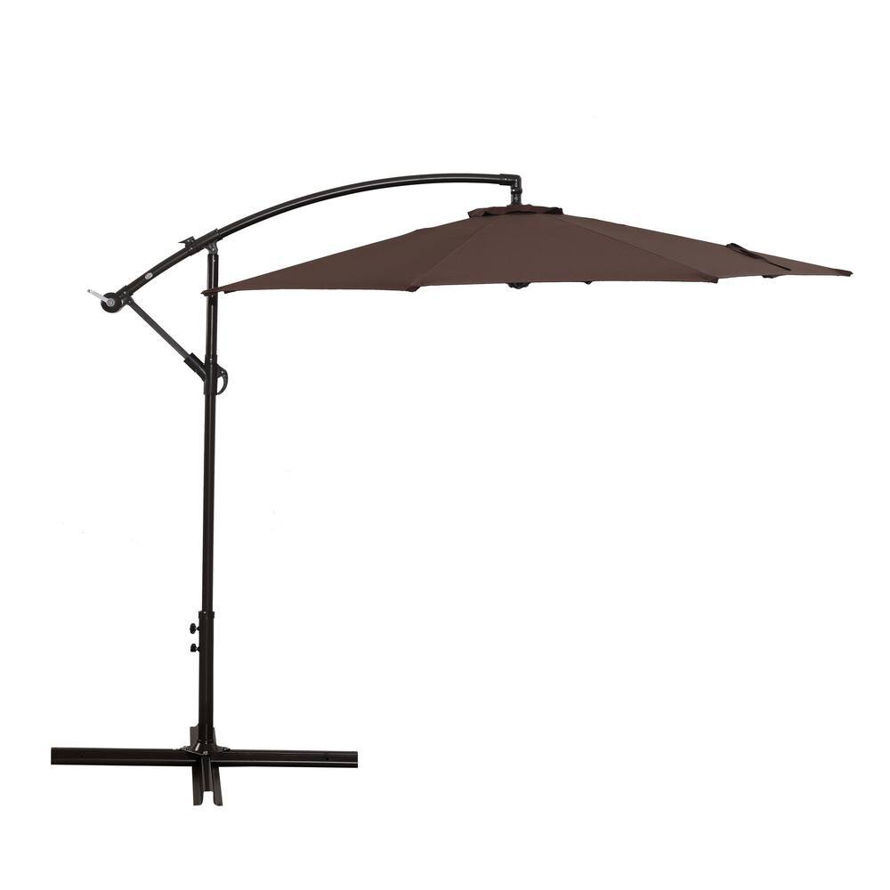 Uixe 10 ft. Offset Cantilever Hanging Patio Umbrella in Coffee UMB10FT