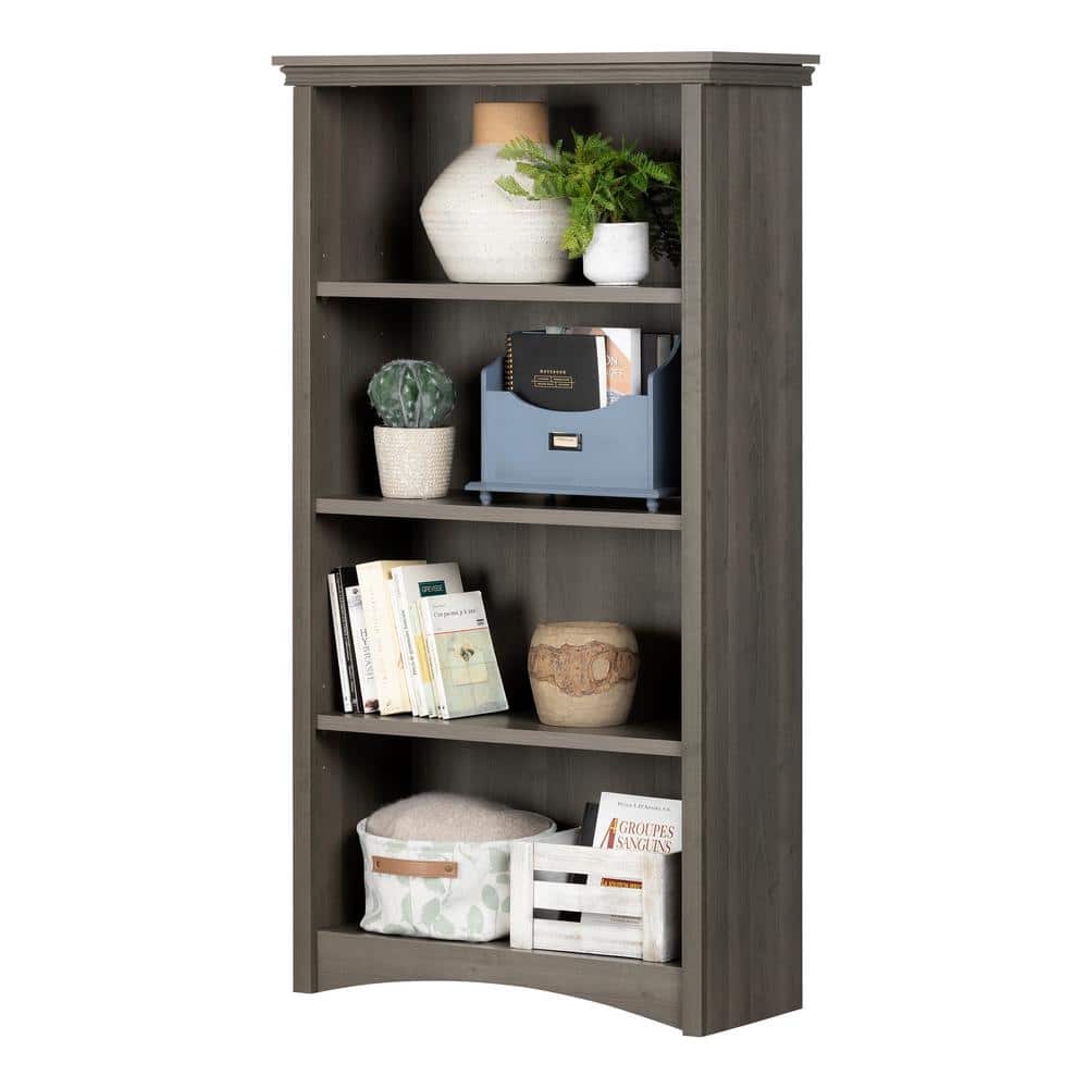 Gray Maple Adjustable 4-Shelf Bookcase