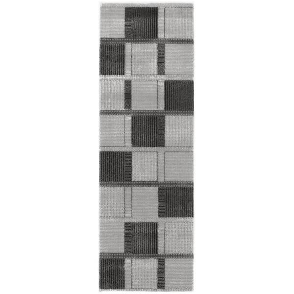 Nourison Nordic Grey Black 2 ft. x 6 ft. All-over design Contemporary Runner Area Rug
