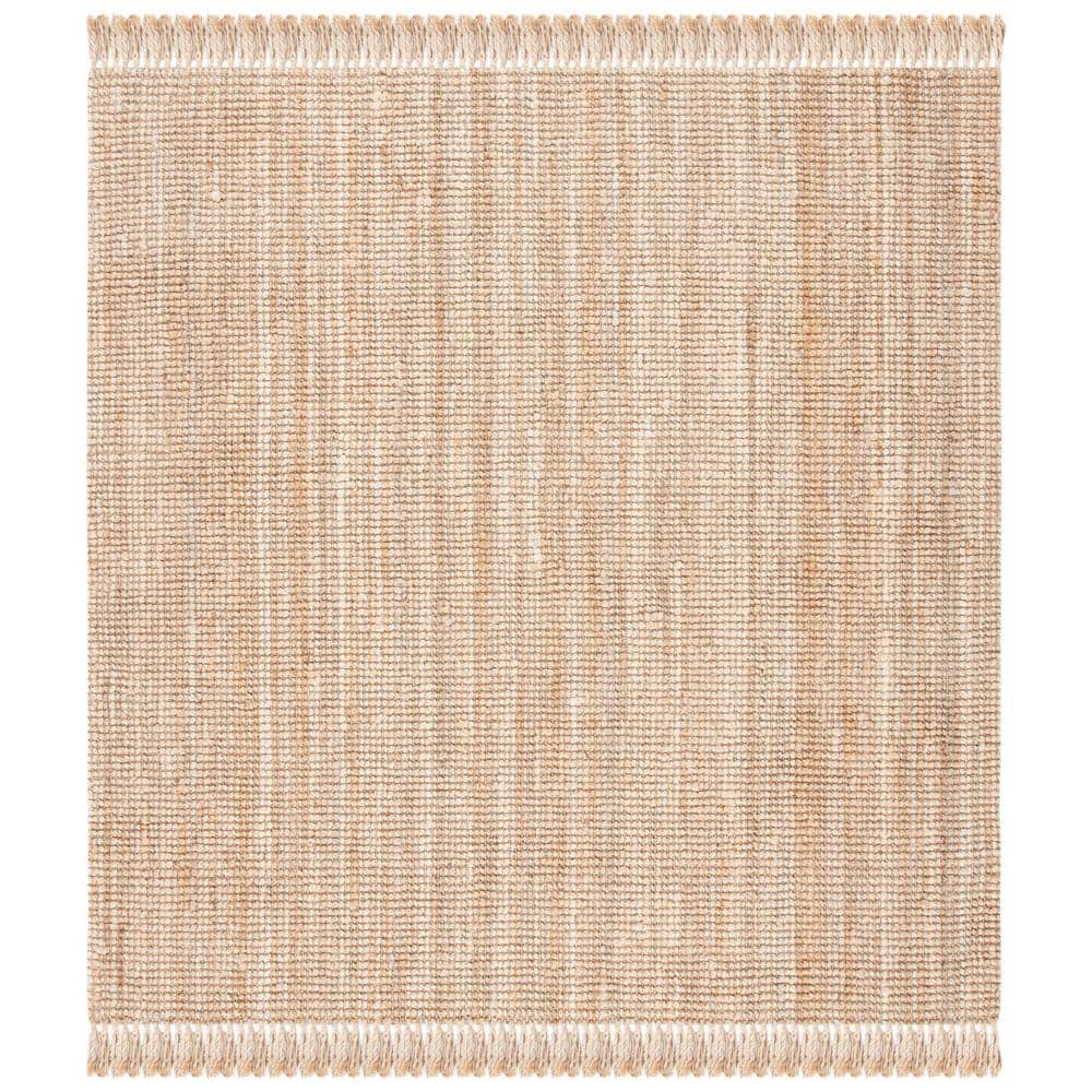 Handmade Square Solid Cowhide Non-Slip Rug - 6' Natural