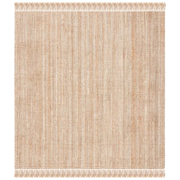 SAFAVIEH Natural Fiber Beige 8 ft. x 8 ft. Woven Frayed Square Area Rug