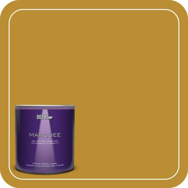 BEHR MARQUEE 1 qt. #360D-7 Brown Mustard Eggshell Enamel Interior Paint & Primer
