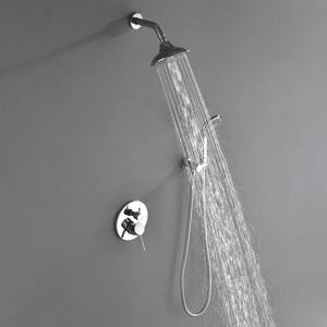 5-Spray Patterns 6 in. Wall Mount Dual Shower Heads Shower System 4.4 GPM with 3-Setting Hand Shower in Polished Chrome