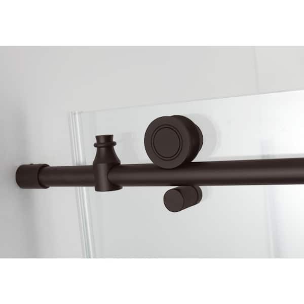 Coraline XL 44 - 48 in. x 80 in. Frameless Sliding Shower Door with StarCast Clear Glass in Bronze Right Hand
