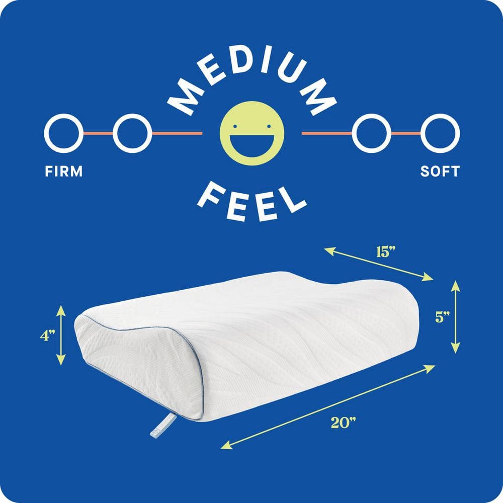 White Contour Memory Foam Pillow with Cooling Cover