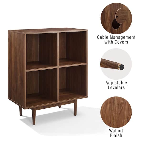 CROSLEY FURNITURE Liam Walnut 4 Cube Record Storage Media Stand