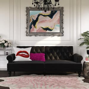 The Novogratz Cassidy Black Velvet Upholstered Futon