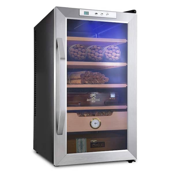 Schmecke 400 Cigar Thermoelectric Cigar Cooler Humidor with Spanish Cedar Wood Shelves and Drawer with Built in Hygrometer