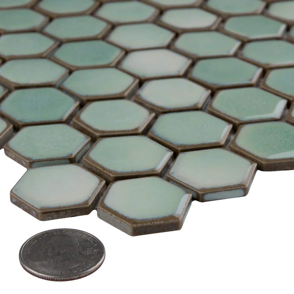 Mint Green Hexagon Porcelain Mosaic Tile for Walls and Floors