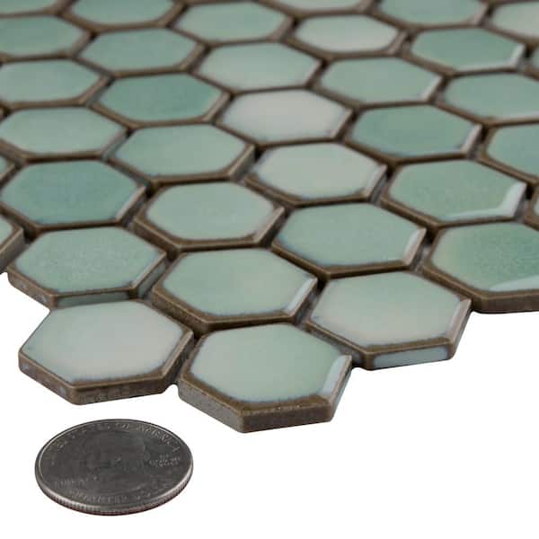 Merola Tile Hudson 1 in. Hex Mint Green 6 in. x 6 in. Porcelain