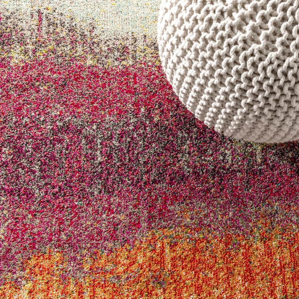 Luxe Soft Weave Abstract Cream & Pink Synthetic Area Rug