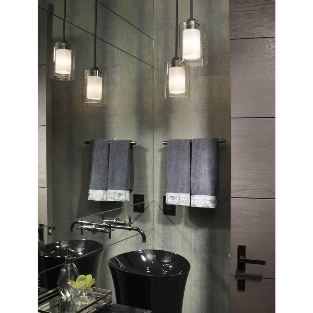 Elegant Polished Chrome Mini-Pendant with Seeded & Etched Glass