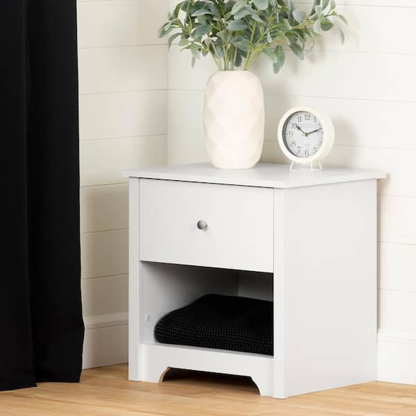 South Shore Vito 1-Drawer Nightstand in Pure White