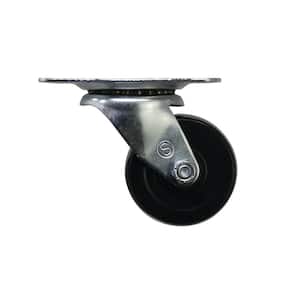 2 in. Black Soft Rubber and Steel Swivel Plate Caster with 90 lb. Load Rating