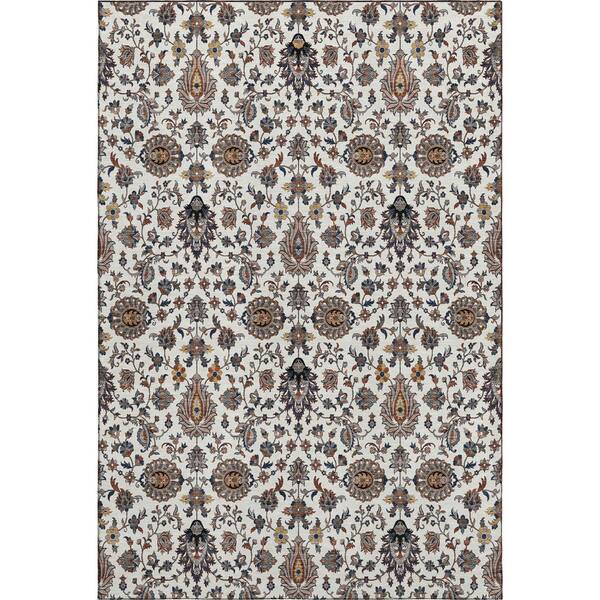 Mayfield Premium Machine Washable Abstract AMF2192 Ivory 3 ft. x 5 ft. Area Rug