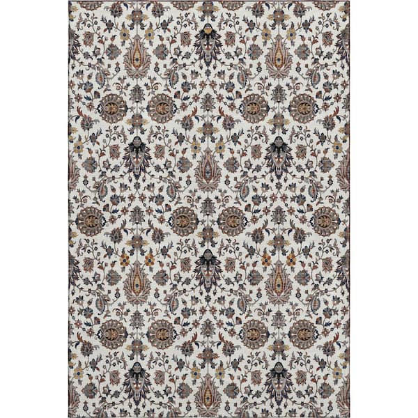 Mayfield Premium Machine Washable Abstract AMF2192 Ivory 5 ft. x 7 ft. 6 in. Area Rug