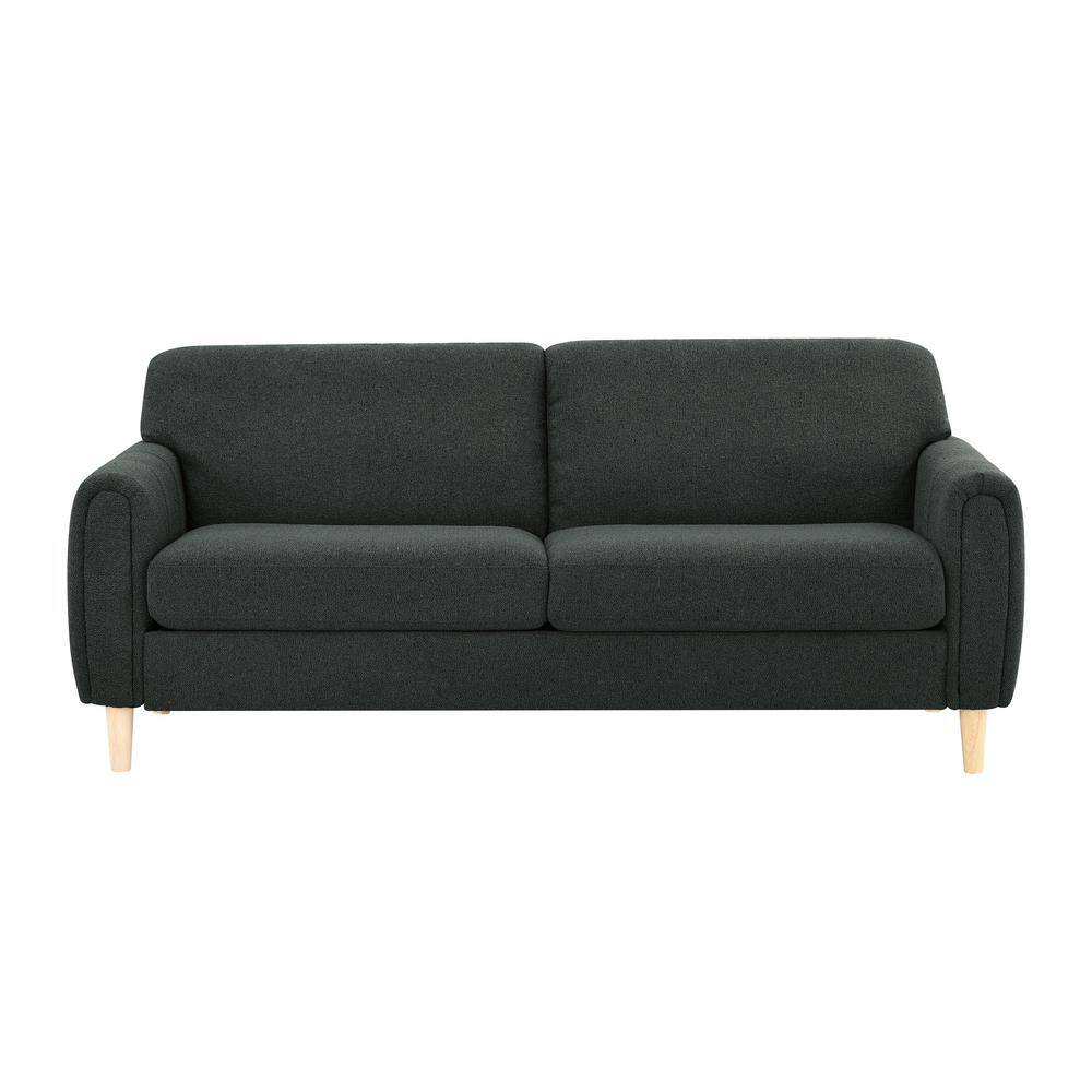 Serta Damascus 78.3 in. Rolled Arm Polyester Rectangle Sofa in. Charcoal